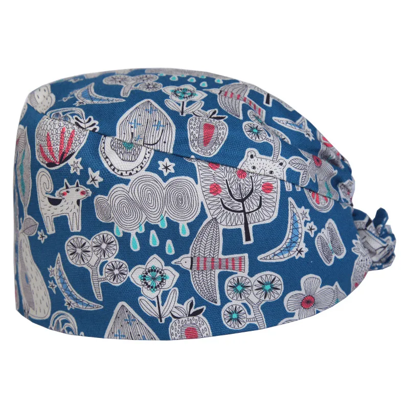 Unisex Mens Tie Back Scrub Cap Surgical Cap Blue Pink Flamingo