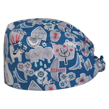 

Unisex Medical OR Skull Scrub Caps Surgical Surgeon's Surgery Hat in Deep Navy Color Cotton Tie Back Elasticized Surgical Caps