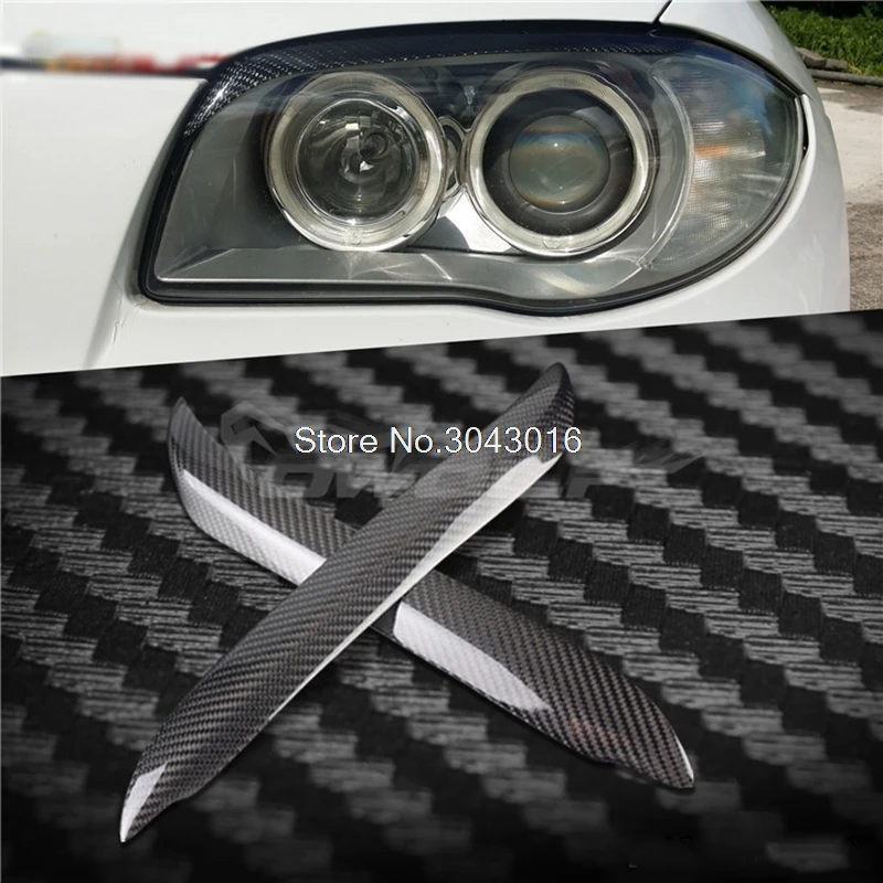 High Quality Real Carbon Fiber decoration Headlights Eyebrows Eyelids cover For 1 series BMW E81 E82 E87 E88 128i 135i 2007~2011 high quality carbon fiber decoration headlight eyelids eyebrows cover trim 2pcs fit for nissan 350z z33 coupe 2003 2008