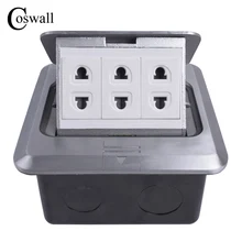 Coswall полностью алюминиевая серебристая Панель универсальная 2 отверстия+ 2 отверстия+ 2 отверстия всплывающая напольная розетка