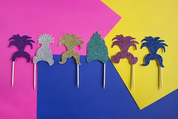 

Glitter Trolls theme boy birthday wedding cupcake toppers baby shower party cake decoration doughnut food picks