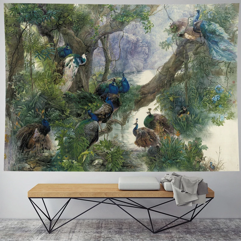 

Elegant peacock wall hanging personality Forest Starry bird Tapestrys Hanging Home Decorations home decoration accessories