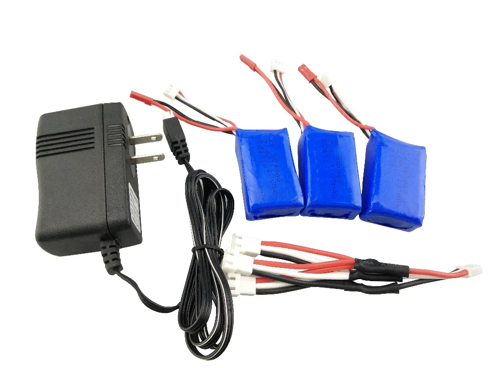 Wltoys 3 x 1100mAh 25C Battery Charging Set 7.4V Charger With Charging