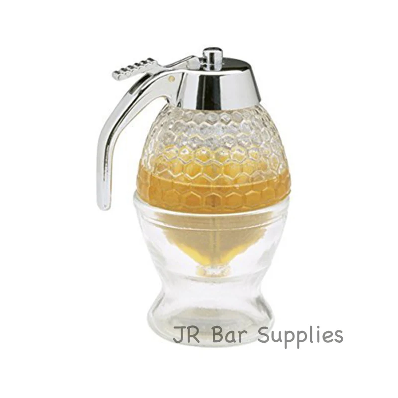 Dispenser di miele-200ml Dispenser di sciroppo di miele acrilico Ape Dispenser di supporto di miele Manico trasparente per agitare 