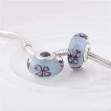 Подходит для Pandora Браслеты голубая бабочка поцелуи Мурано стекло бусины 925 пробы серебро талисманы