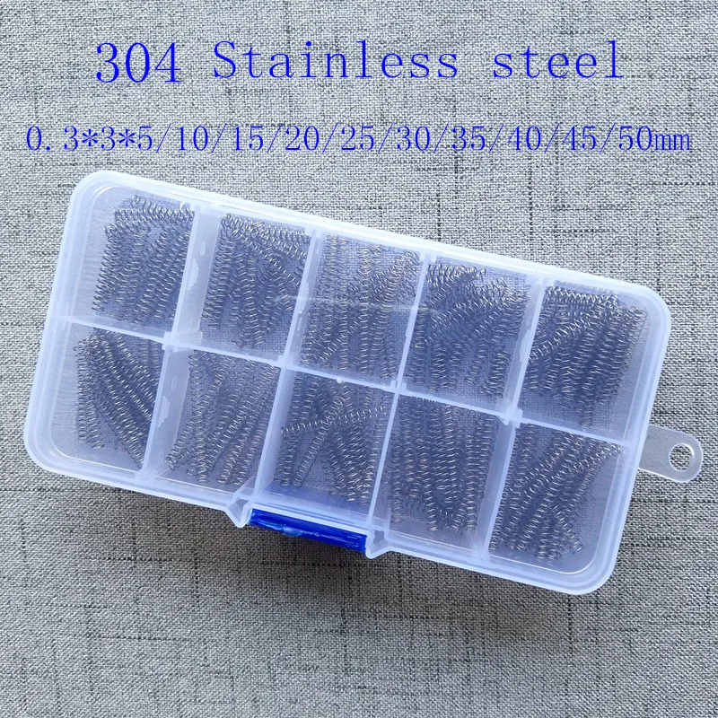 304 stainless steel spring small spring compression spring wire diameter 0.3 * 3* 5/10/15/20/25/30/35/40/45/50mm