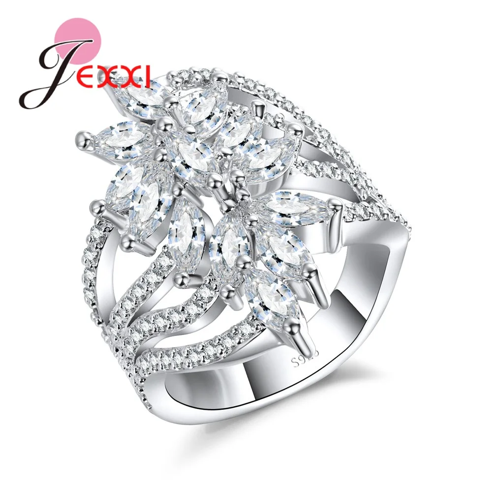 

Women Party Finger Ring With CZ Zircon 925 Sterling Silver Needle AAA Crystal Engagement Wedding Wide Rings Fashion Anel Bague