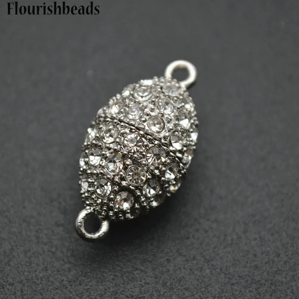 

Wholesale 18x28mm Rhodium Color Glass Beads Setting Oval Marquise Shape Magnetic Necklace Clasps Jewelry Findings 50pc Per Lot