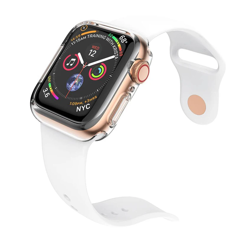 Силиконовый чехол для смарт часов Apple Watch Series 4 защитный мягкий 44/40 мм Прямая