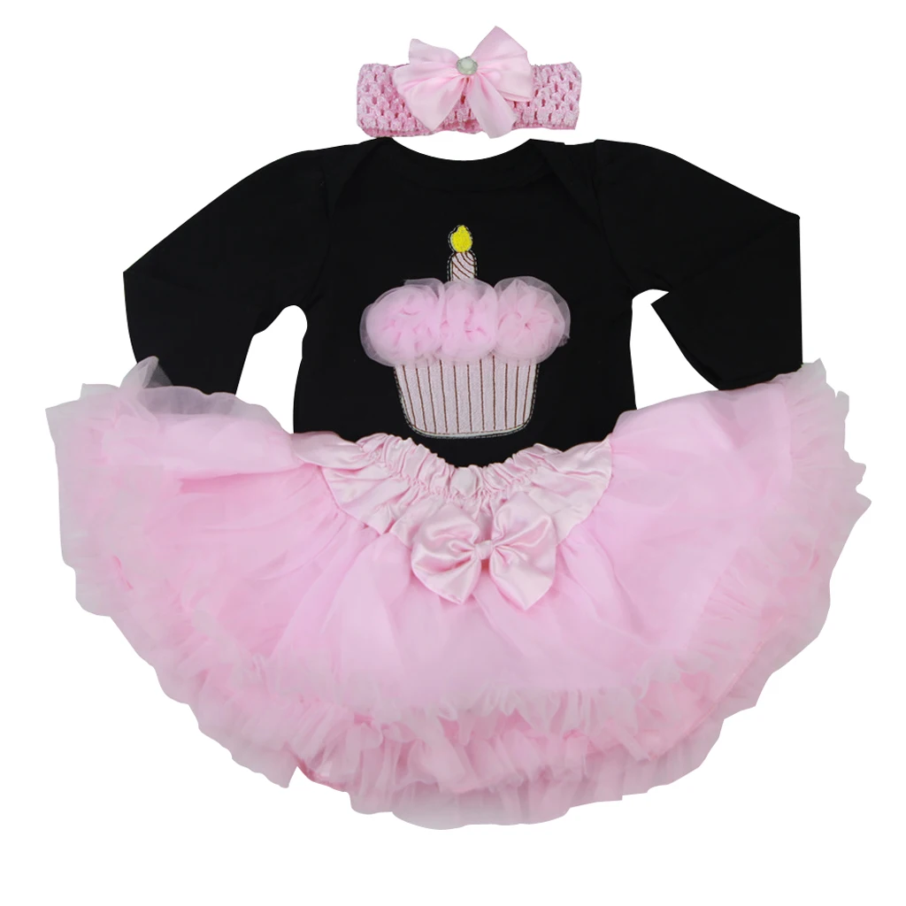 Baby Doll Printed Pattern Rompers Clothes Headband Set for 22-23 Inch Reborn Newborn Baby Doll Matching Clothing Birthday Toys