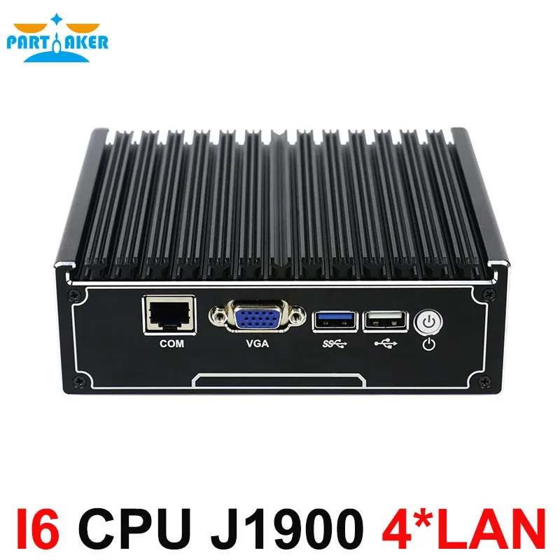 Причастником Barebone Мини ПК J1900 Quad core 4 LAN 1080P 12V мини настольный компьютер j1900 маршрутизатор 1* VGA pfsense OS