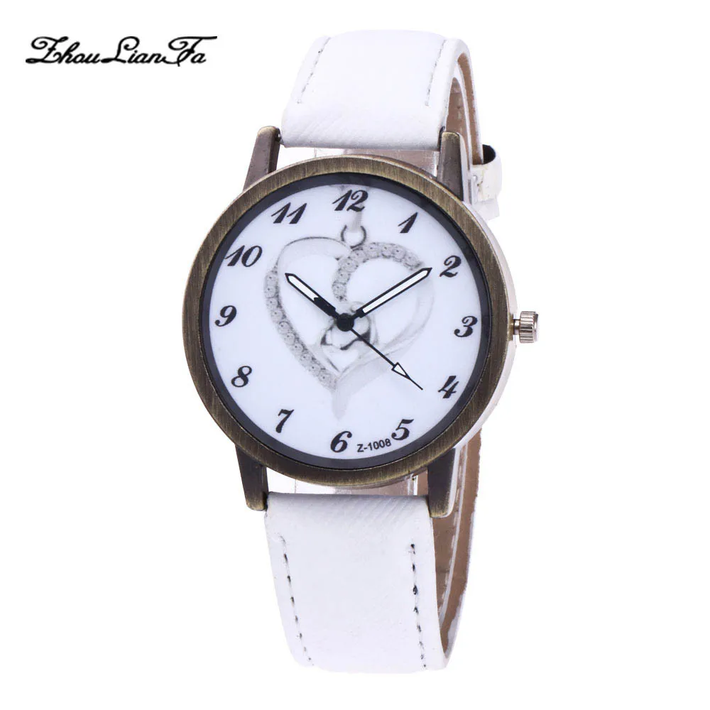Modern Fashion Women Heart pattern Faux Leather Band Analog Quartz Round Watch Casual Wristwatch Gift For Female Modern Fashion Women Heart pattern Faux Leather Band Analog Quartz Round Watch Casual Wristwatch Gift For Female