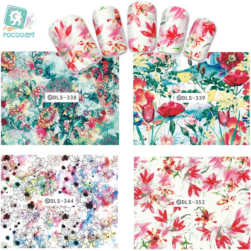 

Rocooart DLS337-352 DIY Water Transfer Foils Nail Art Sticker Fashion Nails Shine Chinese Flower Decal Minx Cute Nail Decoration