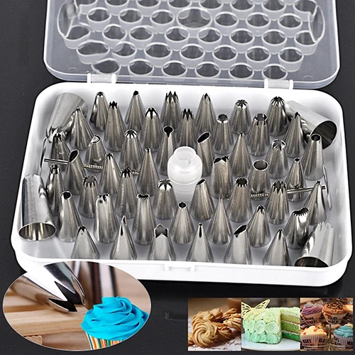 

52 Pcs Icing Piping Pastry Fondant Cake Sugarcraft Nozzle Tips Set DIY Tools