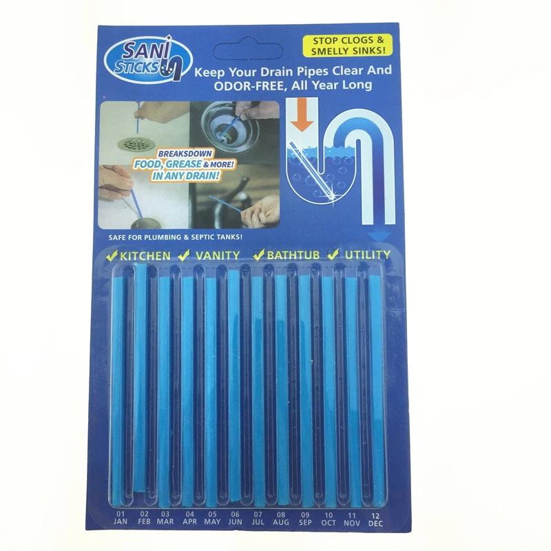 

12Pcs/set Sticks Kitchen Hair Sewer Filter Drain Cleaners Sink Outlet Kitchen Sink Drain Filter Strainer D