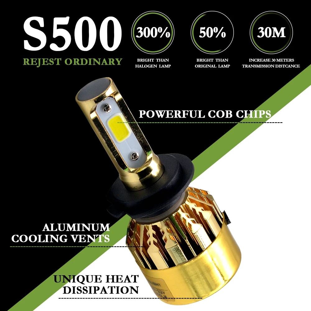 2019 Новый S500 H1 H3 H11 авто светодиодный фар H4 H7 6000 K 72 W фары для 8000LM высокое Мощность COB