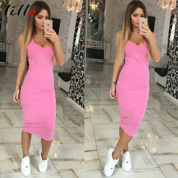 

summer dress simple fresh and pure round neck sleeveless woman dress sexy wild leisure tight collar multi-color optional