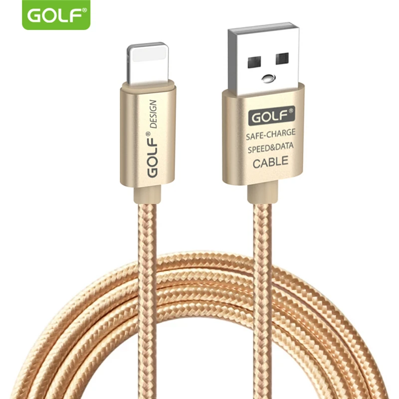 Kopen GOLF Metalen Gevlochten USB Data Sync Kabel voor iPhone 7 8 6 6 s Plus Snel Opladen USB Kabel voor iPhone X XS 5 5 s Telefoon Oplader Kabel