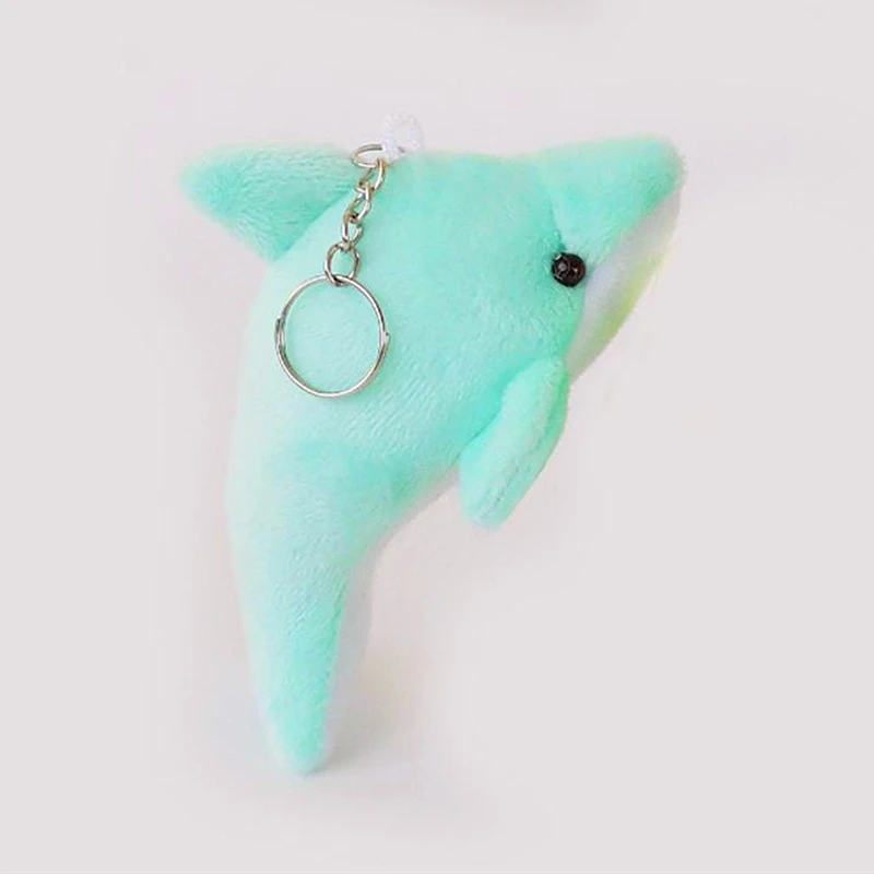 10CM Plush Dolphin Key Chains For Women Girls Mini Plush Pompom Fish Keyring Keychain Bag Car Trinket Wedding Party Toy Gifts