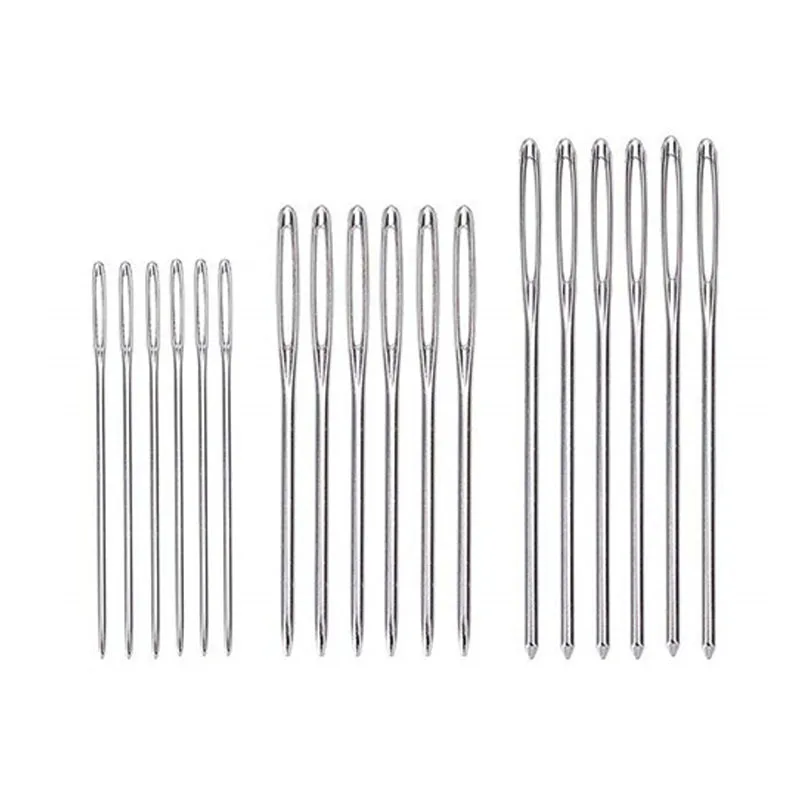 10pcs/set Useful Fashion 3 sizes Large eye Stainless Steel Blunt Needles Yarn Knitting Cross