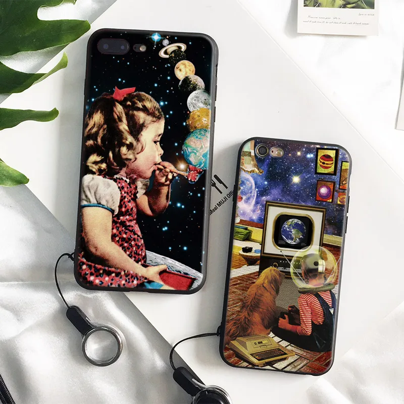 

Thetic collage Aesthetic hippie TPU Soft Silicone Phone Case Shell Cover For Apple iPhone 5 5s Se 6 6s 7 8 Plus X XR XS MAX