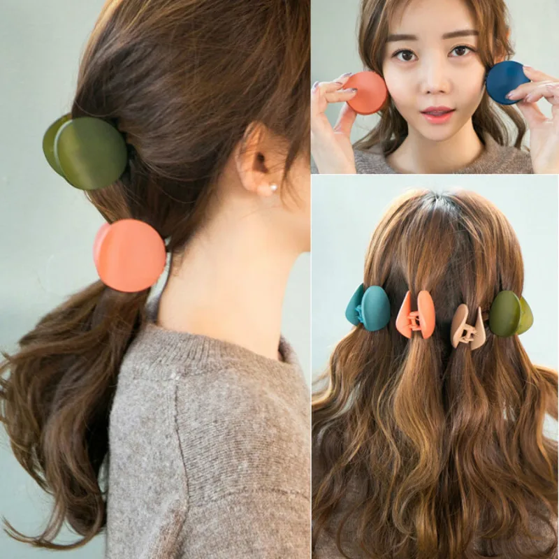 New Acrylic irregular round clip hairpin cross ponytail hair clips