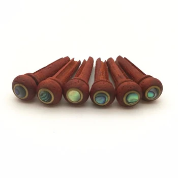 

6Pcs/set Cocobolo wood Acoustic Guitar Bridge Pins Abalone Dot And Brass Circle Durable Guitar String Nails Accessories