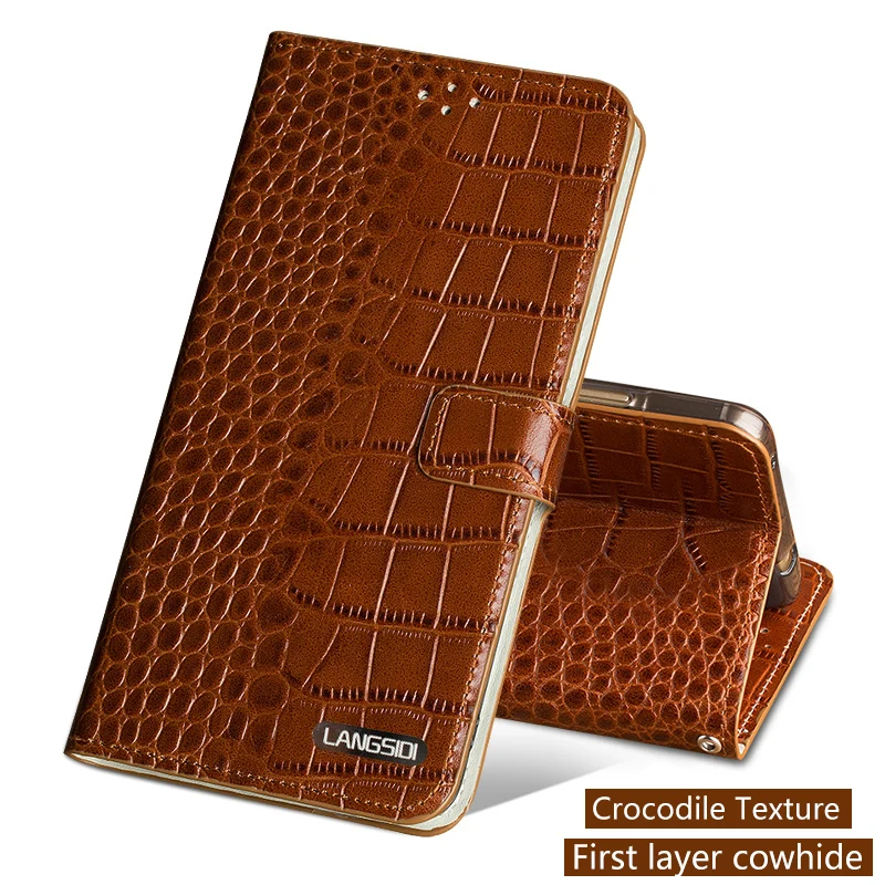 Flash Deals mXW4S Genuine Leather Flip Phone Case For Xiaomi Mi 5 6 A1 A2 Max 2 3 Mix2s case Crocodile Texture Cover For Redmi Note 4 4X 4A 5 Plus