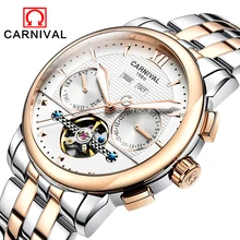Fashion tourbillon watch men gold Stainless steel Automatic mechanical Sapphire waterproof white watch relogio masculino