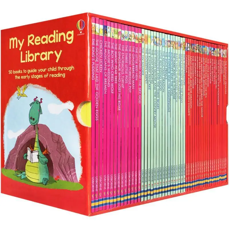 50 книг/набор Usborne My Second Reading Library Box set Learn английский Coloring Story Books для детей детские