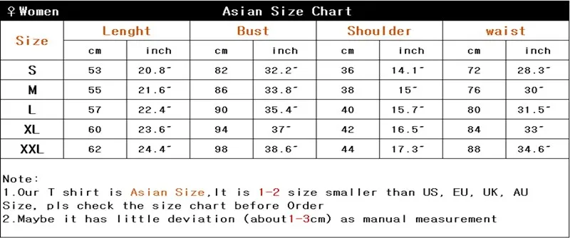 Asian Size Chart To Us Size Chart