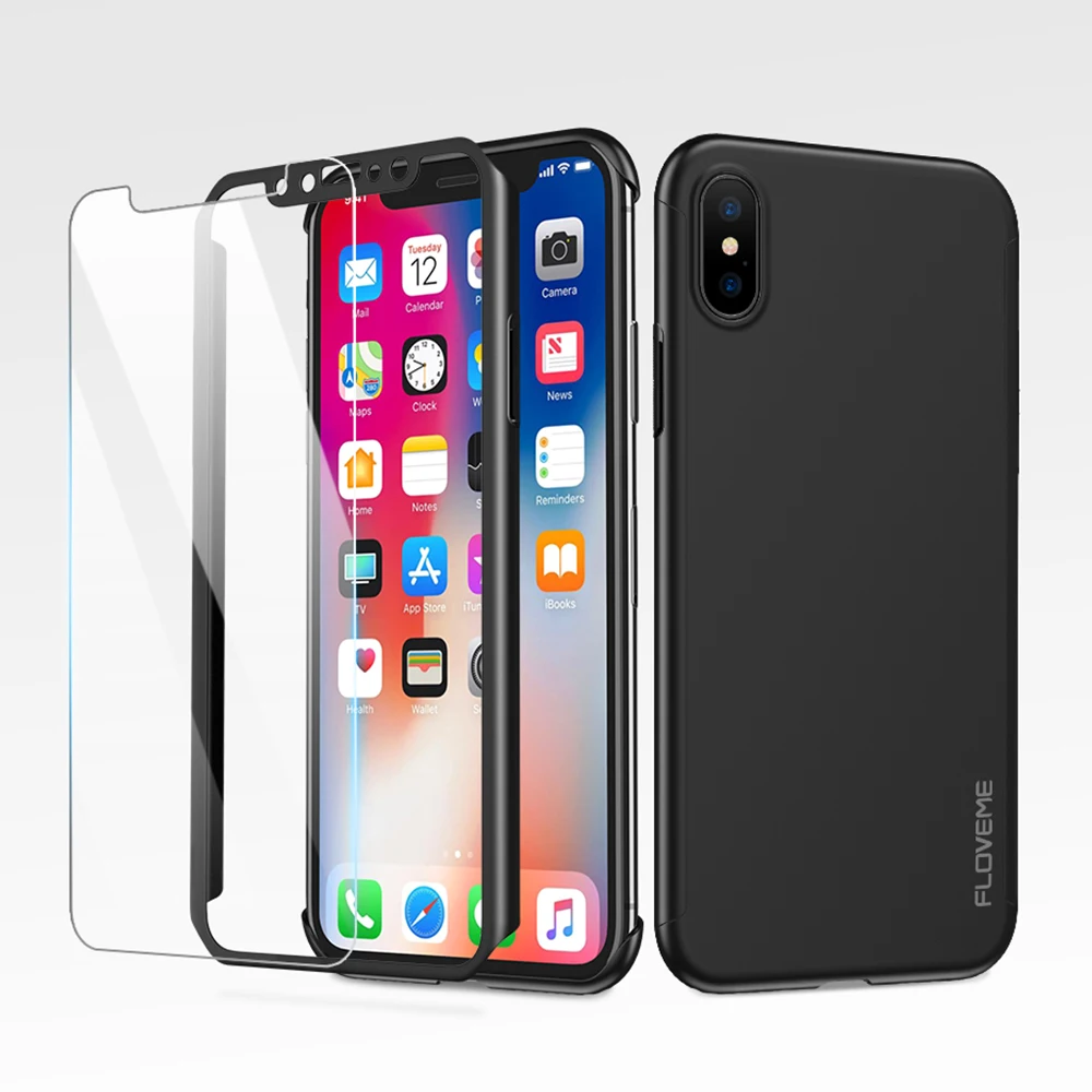 FLOVEME 360 полный защитный чехол для телефона iPhone 5S 6 6s Plus 7 8 ударопрочный Жесткий ПК Xr