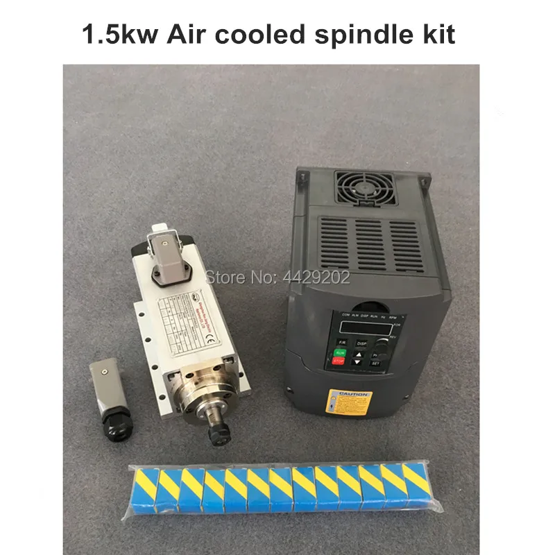 

RU Delivery 1.5kw air cooled spindle motor kit cnc spindle motor + 1.5KW inverter + 1set er11 Square milling machine spindle