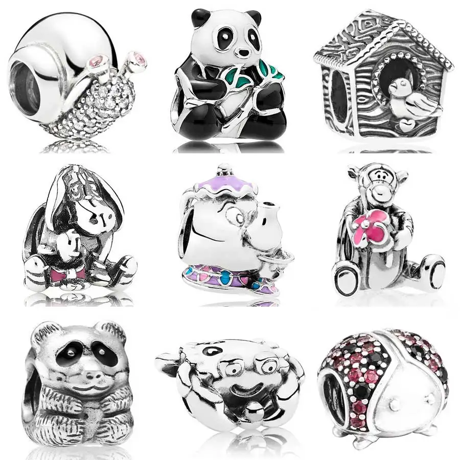 

Snail Mrs Potts And Chip Tigger Eeyore Gog Sweet Panda Charm Fit Pandora Bracelet 925 Sterling Silver Animal Bead DIY Jewelry