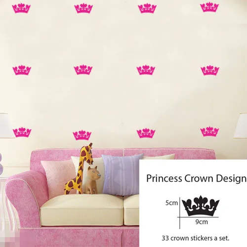 

33pcs Princess Crown Customize Color DIY Vinyl Decoration Fashion Wall Art Nursery Girl Wall Stickers for Kids Room D486