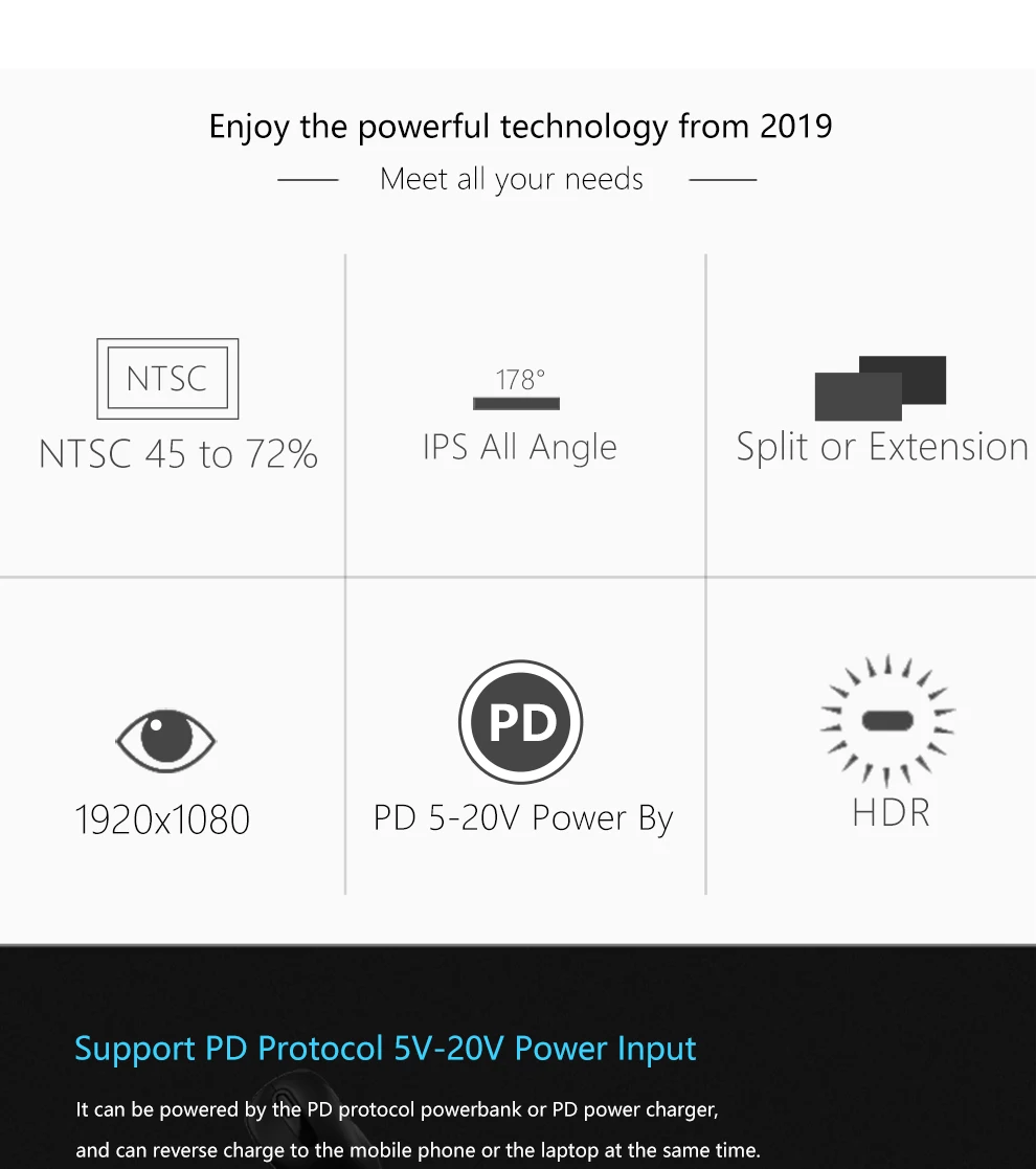 Ультратонкий портативный lcd hd сенсорный монитор 15,6 usb type c hdmi для ноутбука, телефона, xbox, переключателя и ps4 портативный lcd игровой монитор