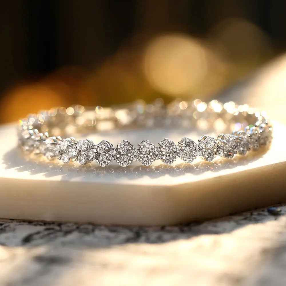 CARSINEL, кубический цирконий, романтические браслеты для невесты, серебряные ювелирные браслеты, BR0002