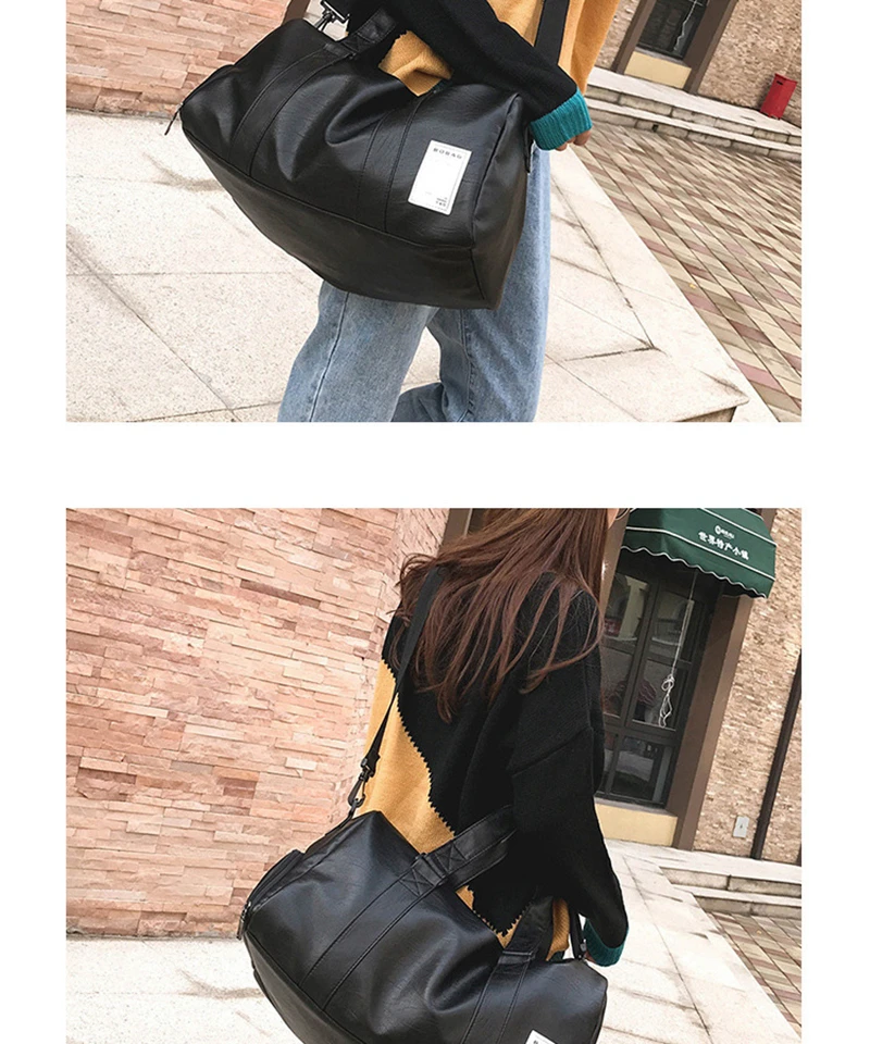 Gym Bag Leather Sports Bags Big MenTraining Tas for Shoes Lady Fitness Yoga Travel Luggage Shoulder Black Sac De Sport XA512WD (16)