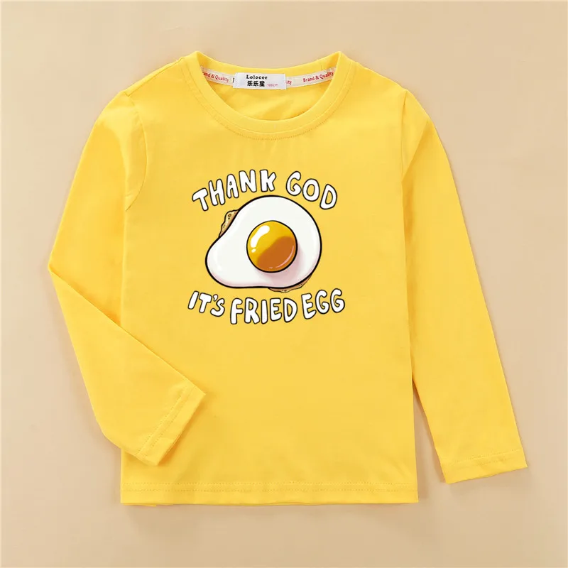 2018 kids new fried eggs t shirt baby boys fun eggs clothes long sleeve