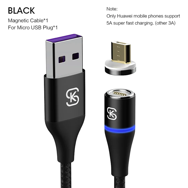 Синий Магнитные телефонные кабели для micro usb type c для iphone huawei Mobile 5A 3A супер быстрая зарядка QC 4,0 3 в 1 SIKAI Reversible - Цвет: Синий
