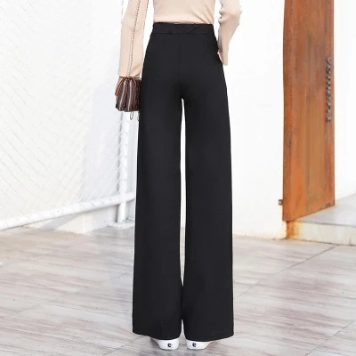 Высококачественные элегантные женские черные брюки, повседневные свободные штаны, широкие женские брюки, опт и, женские брюки