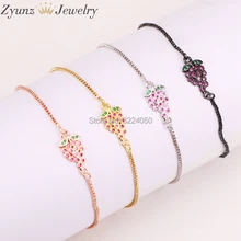 10 шт. ZYZ302-6323 фрукты серии Розовый CZ Циркон изделия винограда Браслеты для Для женщин девочек Медь Цепи Регулируемый Браслет