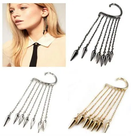 

Fashion Hot Sale New Style Punk Rock Rivet Slug Tassel Ear Hook Earring E181