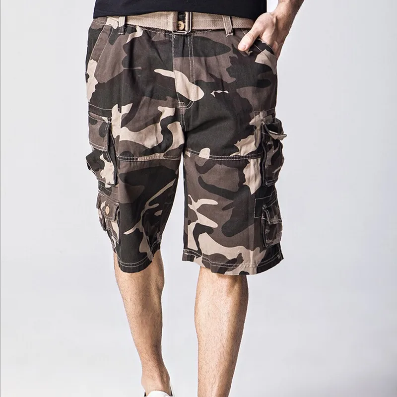 Дешевые Тактический Камуфляжный Короткие штаны военный стиль армия бермуды камуфляж мужские шорты Карго мешковатый свободный дизайн