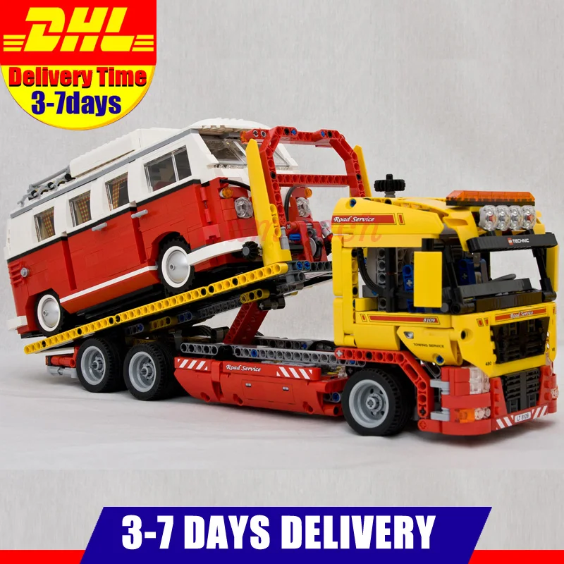 

Lepin 20021 Technic Flatbed Truck Set+21001 T1 Camper Van Car Model Building Blocks Bricks Kits Toy Compatible 8109 10220