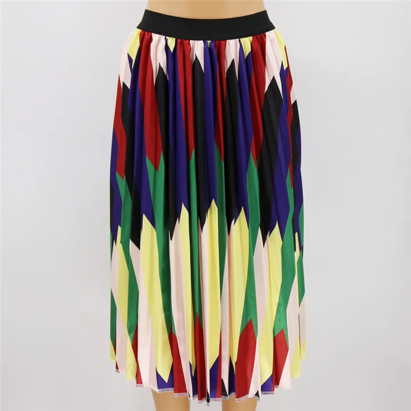 MNOGCC весенне-летние юбки трапециевидной формы с принтом в европейском стиле - Цвет: 18