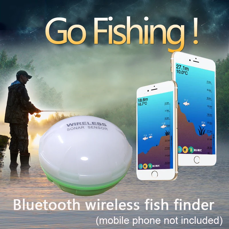  Portable Fish Finder Bluetooth Wireless Echo Sounder Sonar Sensor Depth Fishfinder for Lake Sea Fis