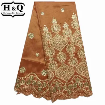 

H&Q High Quality Super Hot Design African George Satin Lace Fabric with sequins Indian Silk George Lace Fabric For Dress