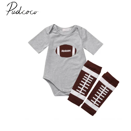 

pudcoco 2pcs short sleeve o-neck pullover Rugby Newborn Kids Baby Boys Clothes Romper Tops T-shirt +Leggings Outfits Set 6-24M