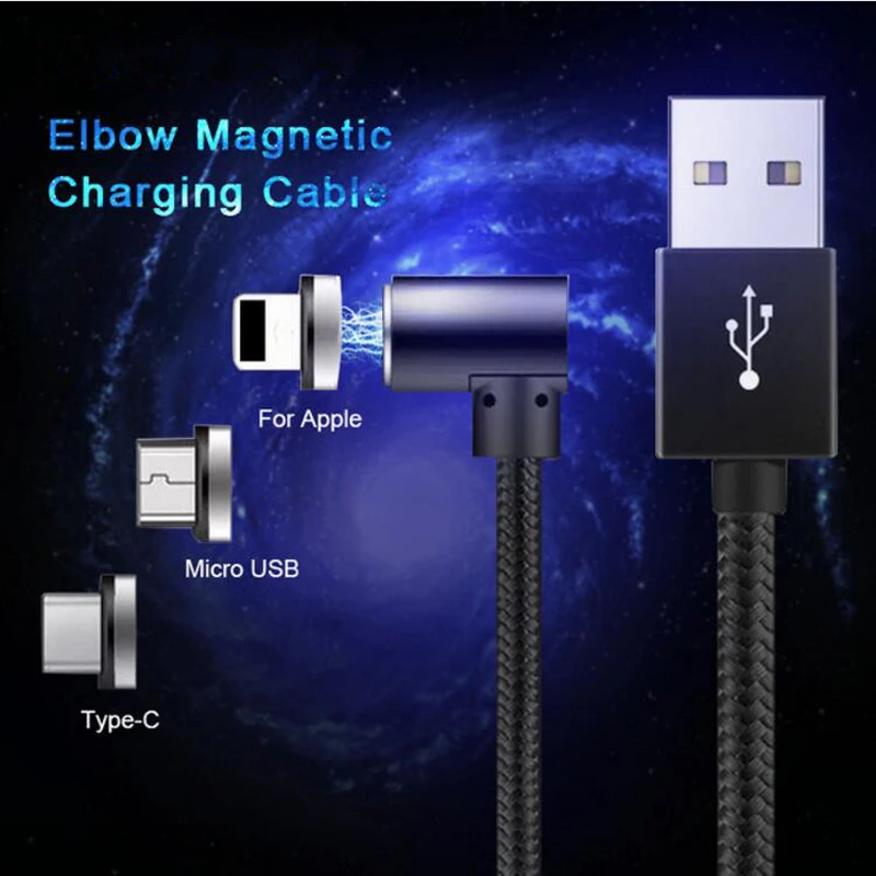 3 في 1 الكوع المغناطيسي الهاتف كبل شحن الإضاءة المصغّر usb نوع C المغناطيس سريع شاحن آيفون X 7 8 6 لسامسونج هواوي LG